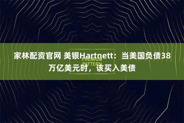 家林配资官网 美银Hartnett：当美国负债38万亿美元时，该买入美债